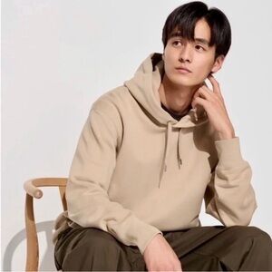 Uniqlo Sweat Pullover Hoodie Unisex Pockets Khaki Beige Size Large